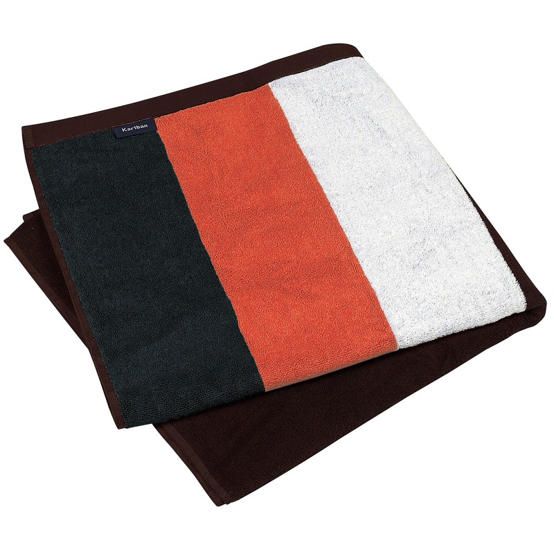 Drap de plage rayé Black / Orange / White / Chocolate FACE