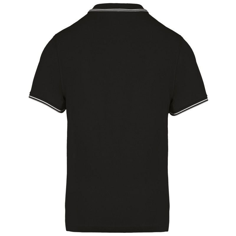 Polo maille piquée manches courtes homme Black / Light Grey / White BACK