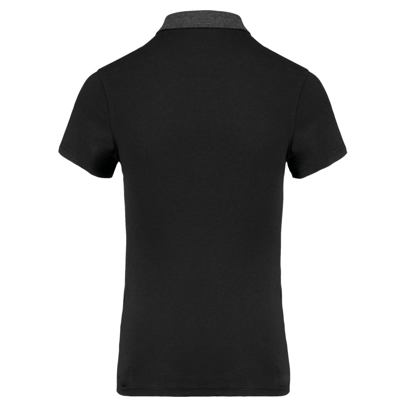 Polo jersey bicolore femme Black / Dark Grey Heather BACK