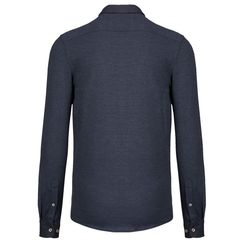 Chemise jacquard manches longues Jacquard blue BACK