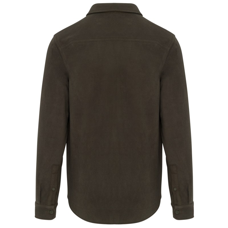 Surchemise polaire doublée sherpa polaire homme Dark Khaki / Storm Grey BACK