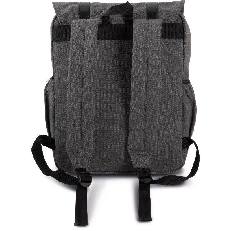 Sac à dos en toile à rabat Washed Dark Grey BACK