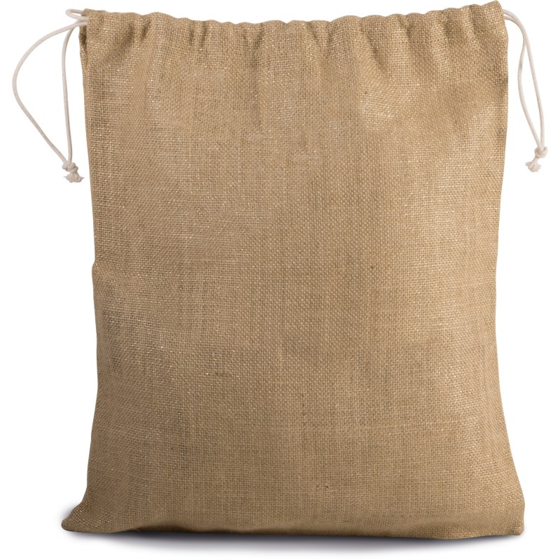 Sac en toile de jute avec cordelettes Natural / Gold BACK