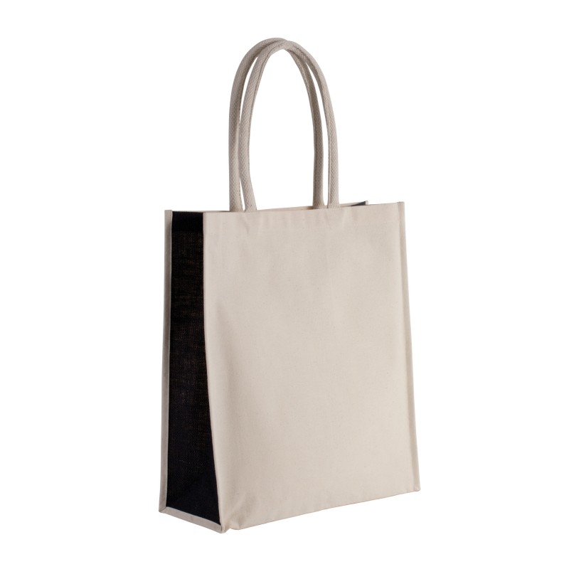 Sac cabas en coton / jute - 23 L Natural / Black FACE