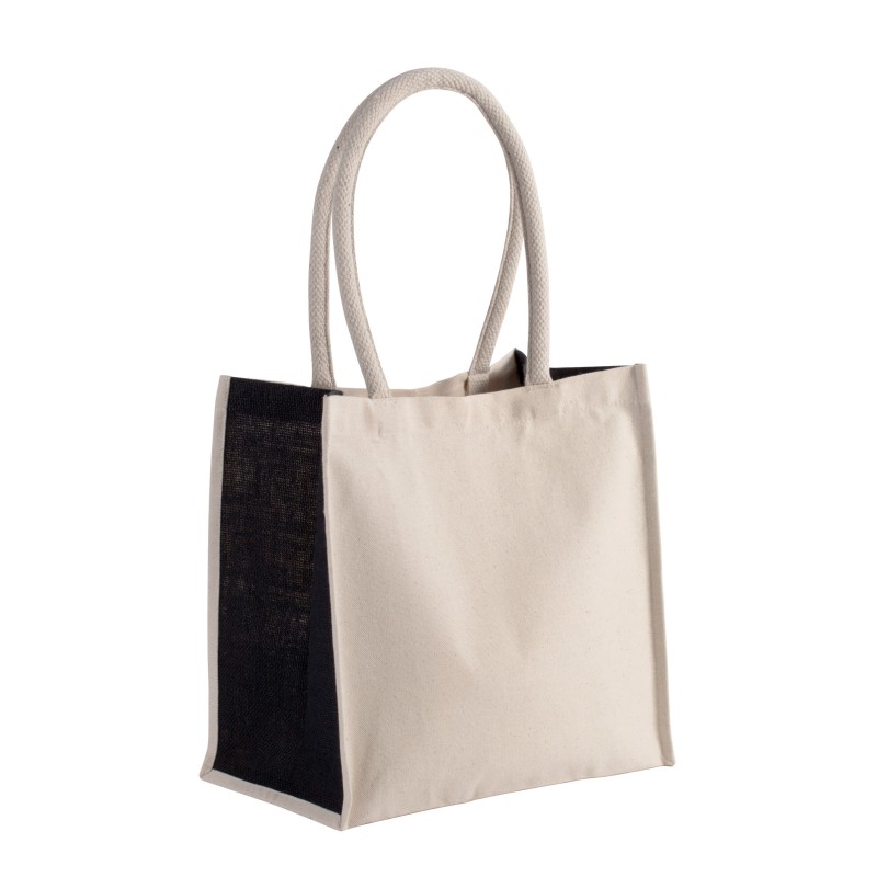 Sac cabas en coton / jute - 17 L Natural / Black FACE