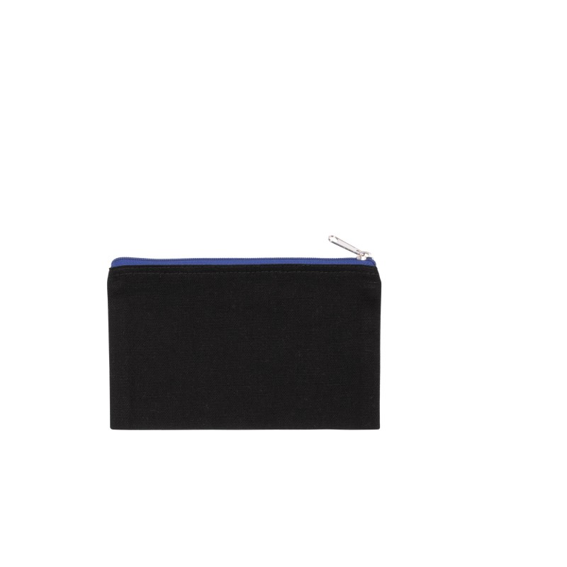 Pochette en coton canvas - petit modèle Black / Royal Blue FACE