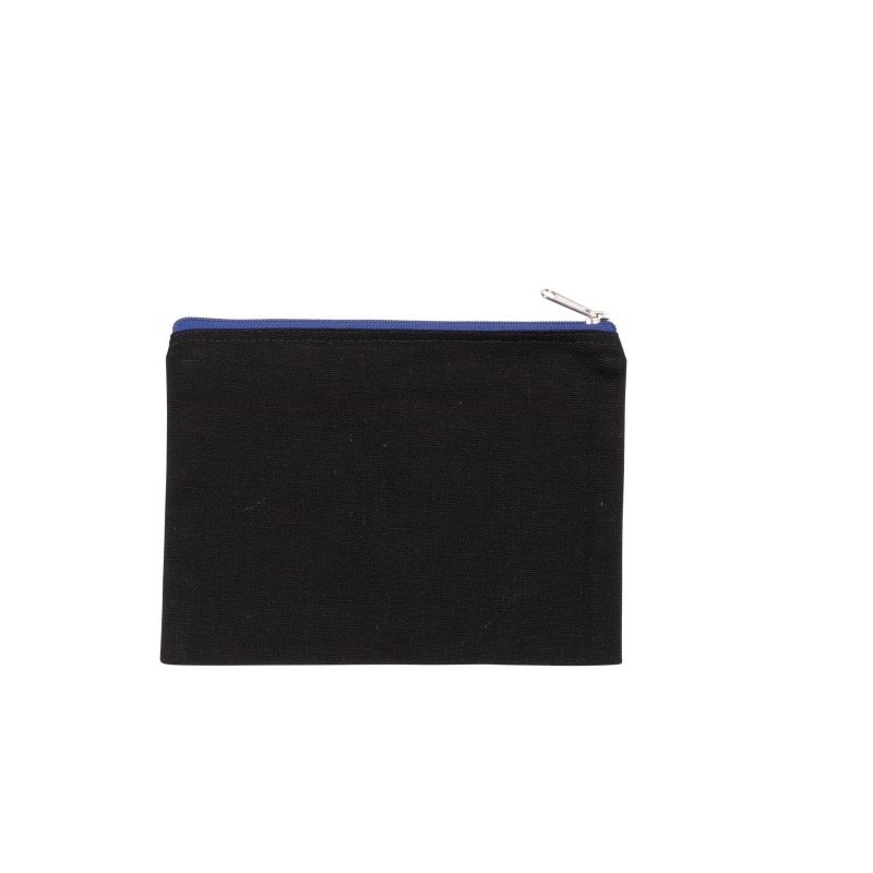 Pochette en coton canvas - modèle moyen Black / Royal Blue FACE