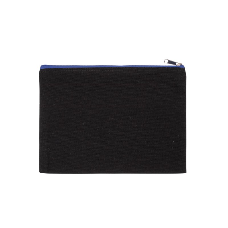 Pochette en coton canvas - grand modèle Black / Royal Blue FACE