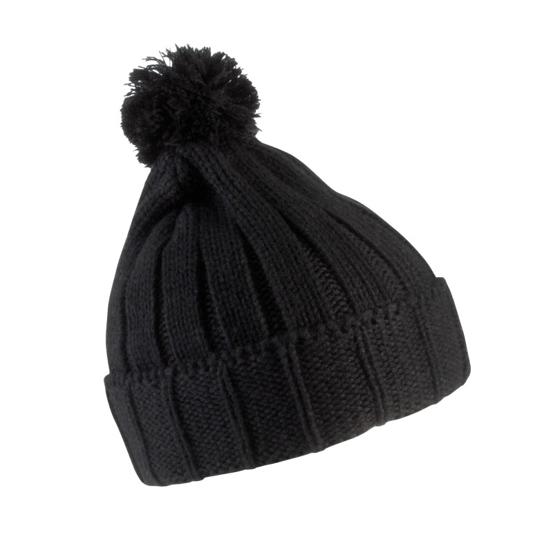 Bonnet à pompon avec revers Black FACE