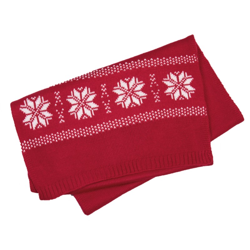 Echarpe de Noël tricotée motif étoiles Cherry Red FACE